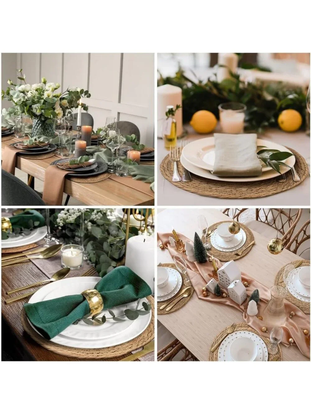 Set of 6 Round Woven Placemats | Boho Farmhouse Table Chargers | Rustic Dining